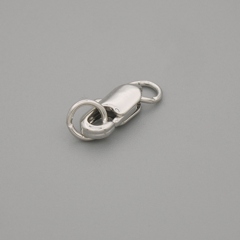 Price per piece. Carabiner clasp, diameter 12×4 mm ±, silver color