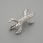 Bead insert with rhinestones, silver-tone metal, 20x12 mm ±, hole diameter 1.7 mm ±, per piece