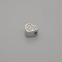 Bead insert, heart-shaped with rhinestones, silver-colored metal, size 6×5 mm, hole diameter about 1.9 mm, per piece