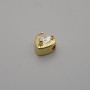 Heart-shaped bead insert, golden, 6.5×6.5 mm, hole diameter ~1.3 mm, per piece