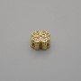 Bead Insert, Clover-Shaped, with Crystals, Gold-Tone, 7×7 mm Diameter ±, 1 mm Hole Diameter ±, per 1 piece