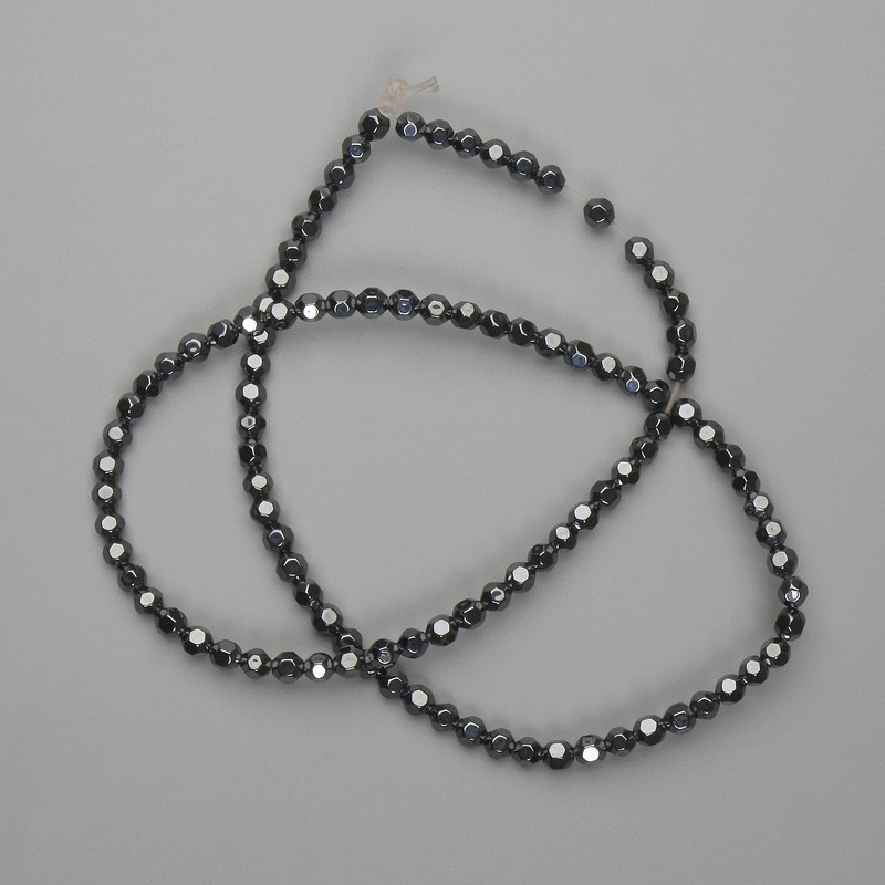 Hematite Faceted Beads 4x4mm, 39 cm strand ±