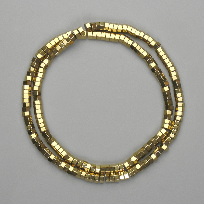 Hematite Faceted Rondelle Beads 4x2 mm ± Gold Color, Length 40 cm+