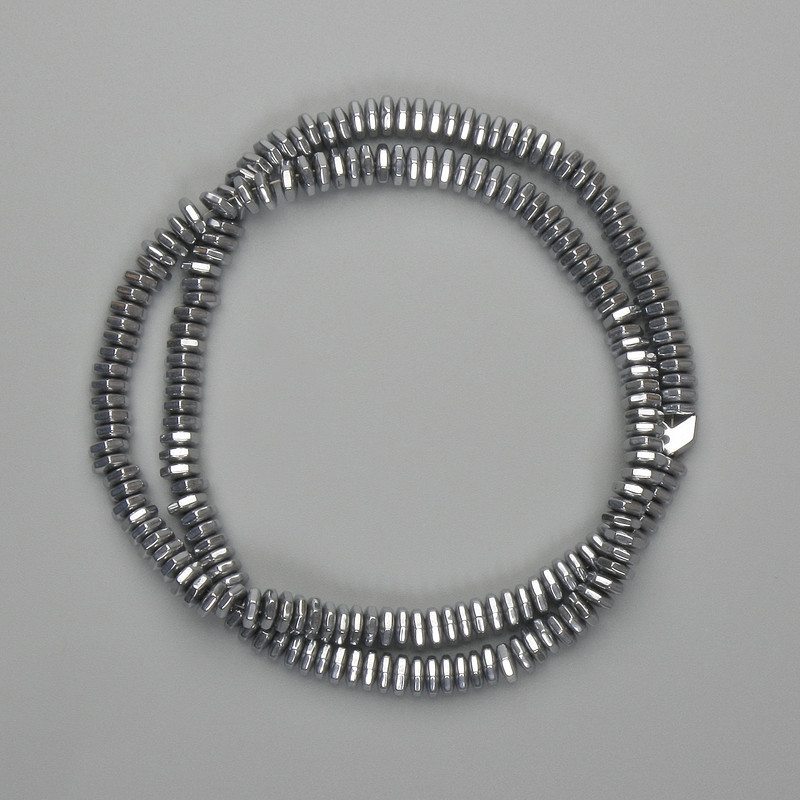 Hematite Beads, Faceted Rondelle, 5×1.5 mm, Silver Color, Length 40 cm+