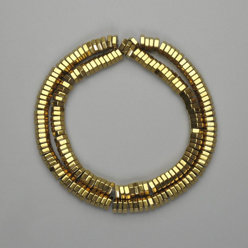 Faceted hematite rondelle beads, gold color, 6x2 mm, length 40 cm+