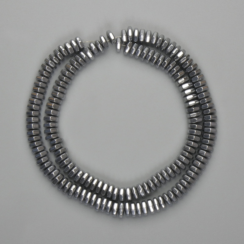 Hematite Faceted Rondelle Beads 6x2 mm ± Silver Color, Length 38 cm+