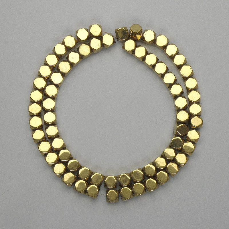 Hematite Beads, Faceted 5.5x5.5 mm, Gold Color, Length 39 cm+