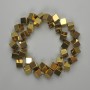 Gold-Colored Hematite Beads, Cube Shape, 8x8 mm, Through-Hole, 38 cm Strand