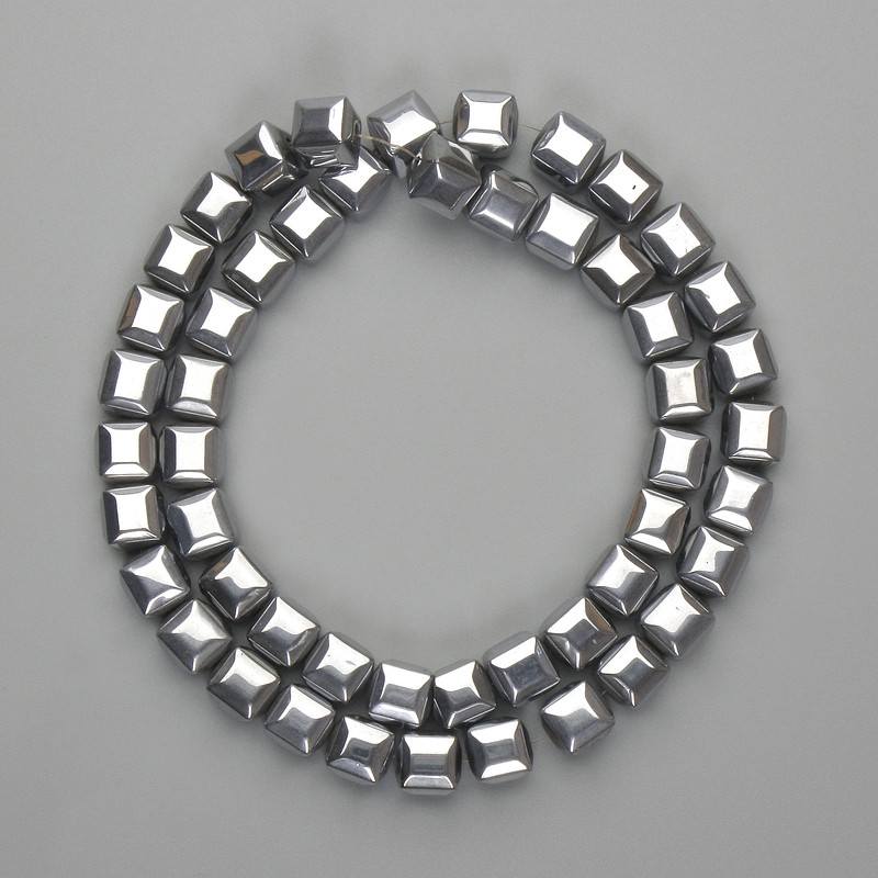 Hematite Beads Cube 8×8mm ± Silver, Length 39 cm+