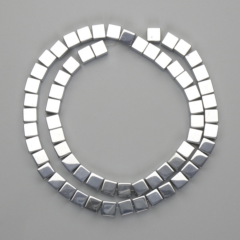 Hematite Cube Beads 6x6mm ± Silver Color, Length 40 cm+