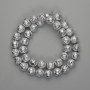 Lava beads with a silver-plated finish, porous sphere 10.5 mm, length 39 cm