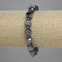 Hematite Faceted Bracelet, 7.5×8 mm beads, 4 mm accent beads, stretch length 18 cm