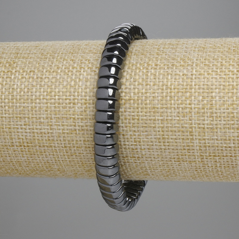 Hematite Rondelle Half-Circle Bracelet 8.5×3.5 mm, 18 cm length, stretch