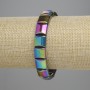 Rainbow hematite bracelet with 10x10 mm links, 18 cm length, stretch