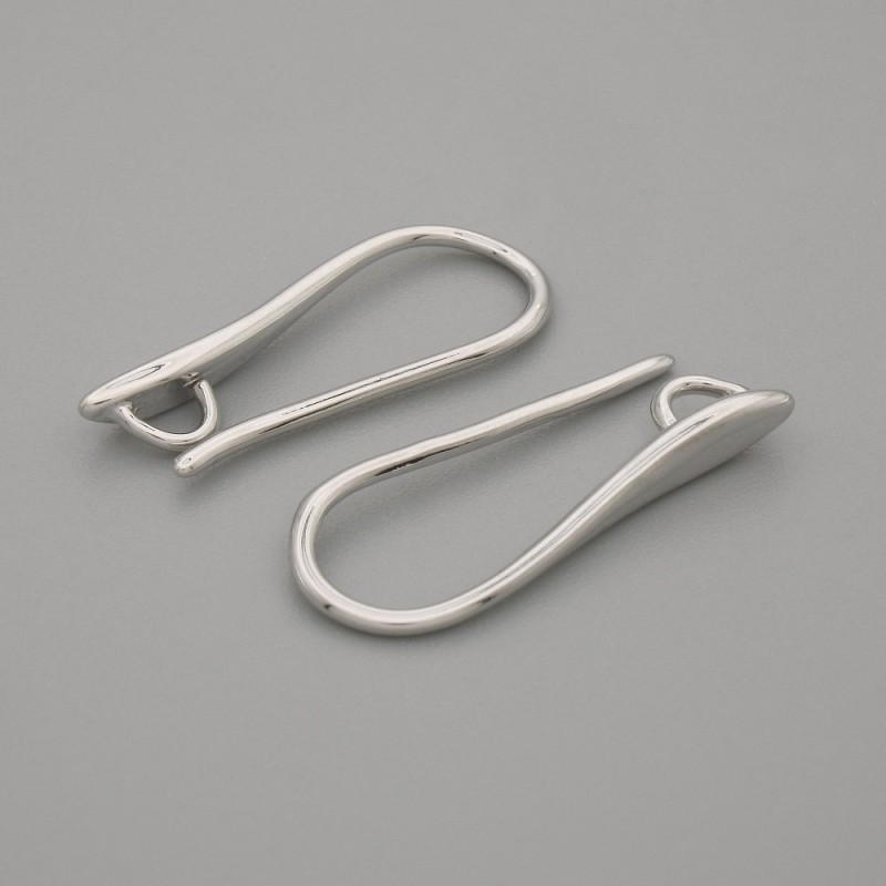 Ear Wires for Earrings, Silver-Tone Metal 20×2 mm (+) - Pair