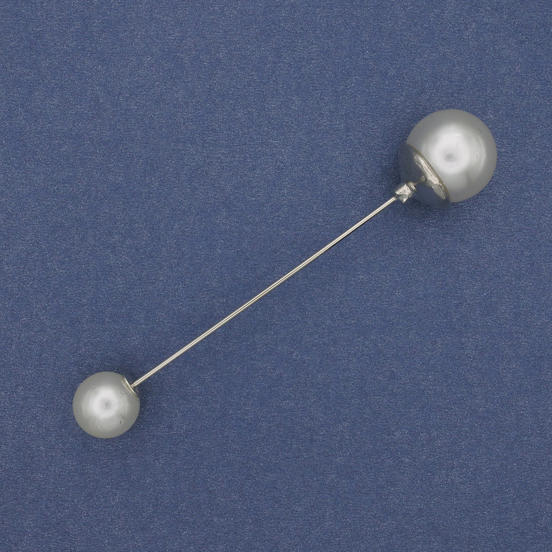 Mallorca Pearl Brooch Pin 9mm+-12mm+- Silver-Toned Metal 73mm+