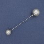 Mallorca Pearl Brooch Pin 9mm+-12mm+- Silver-Toned Metal 73mm+