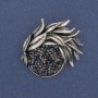 Accent Brooch-Pendant with Crystals, Silver-Tone Metal, 44×40 mm+