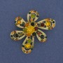 Flower Brooch with Crystals, Golden Metal, 46x47 mm+