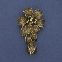 Flower Brooch-Pendant with Pearl and Crystals, Bronze-Colored Metal, 60x32mm+