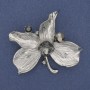 Leaf Brooch-Pendant with Rhinestones, Silver Metal 60×63 mm+