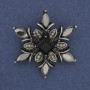 Accent Brooch Pendant with Crystals, Silver-Tone Metal 34mm+