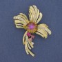 Accent Brooch Pendant with Rhinestones, Golden Metal, 70×52 mm+