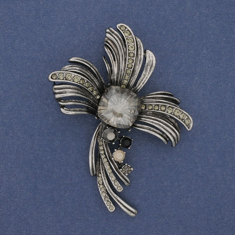 Accent Brooch-Pendant in dark-silver metal 70×52mm+
