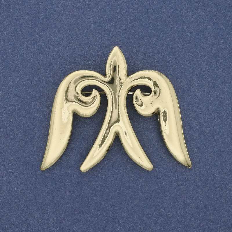 Brooch pendant 'Swallow' in golden hue 57×46 mm+