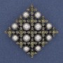 Mallorca Diamond Brooch Pendant, Gray Rhinestones, Silver-Tone Metal, 56mm+