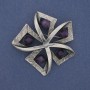 Brooch Accent Amethyst, Silvery Metal, 60mm+