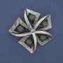 Brooch Accent Nephrite Silver-Tone Metal 60mm+