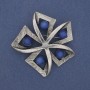 Accent Brooch with Blue Cat's Eye Silver-Tone Metal 60mm+