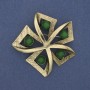 Accent Brooch with Green Cat's Eye, Gold-Tone Metal 60mm+