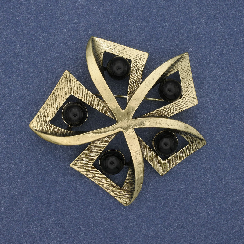 Brooch Accent Agate, gold-toned metal, 60mm+