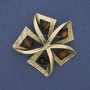 Brooch 'Accent' with Tiger's Eye in Golden Metal 60mm+