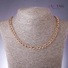 Xuping1 chain with curved Rombo weave, 7 mm thickness, 51 cm length, 18k gold plated