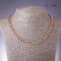 Xuping1 chain with curved Rombo weave, 7 mm thickness, 51 cm length, 18k gold plated