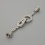 End clasp findings, silver color with rhinestones, diameter 20×11 mm, length approx. 52 mm