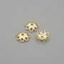 Gold-tone bead caps, 5.5 mm diameter, 0.7 mm hole, pack of 10
