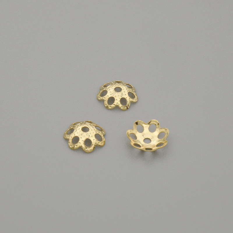 Bead Cap Findings, Gold Color, Diameter 5.5 mm ±, Hole Diameter 0.7 mm ±, Packaging 10 pcs
