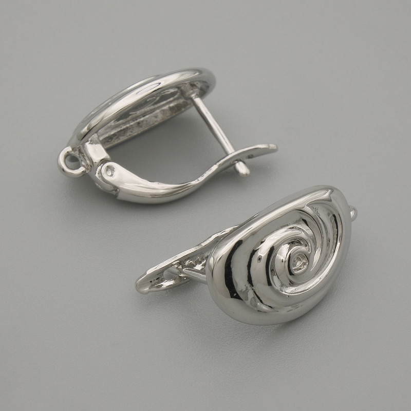 Ear Wires for Earrings, Silver-Tone Metal, 16.5×10 mm ± Pair