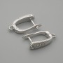 Ear Wires for Earrings, White Rhinestones, Silver-Tone Metal 15×4 mm ± Pair