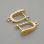 Ear wires for earrings with white crystals, gold-tone metal, 15×4 mm ±, pair