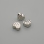 Heart-shaped bead insert, silver color, metal finish, 6x5 mm, hole diameter approx. 1.3 mm, per piece +