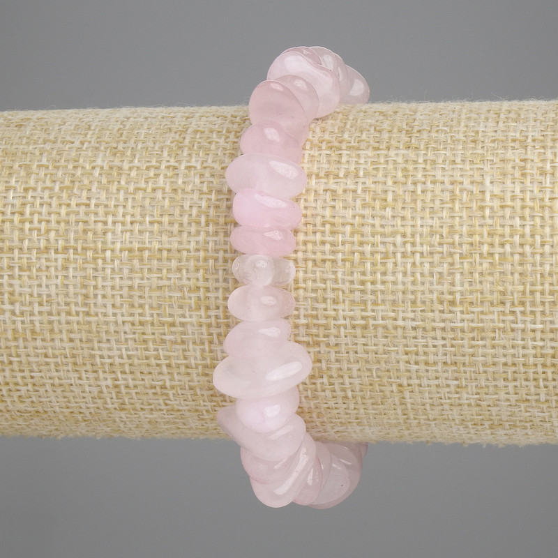 Pink Quartz Chip Bracelet, dimensions 11-14×5-6 mm, length 18 cm, stretch