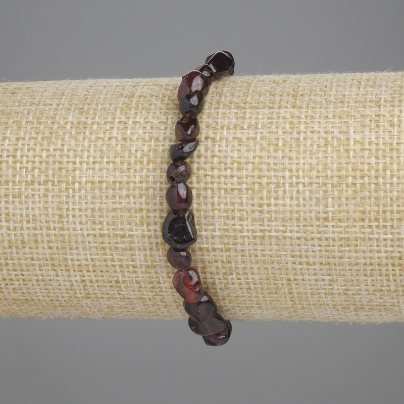 Garnet Faceted Bracelet, Bead Diameter 6-8×5-6 mm, Length 18 cm +/- Stretch