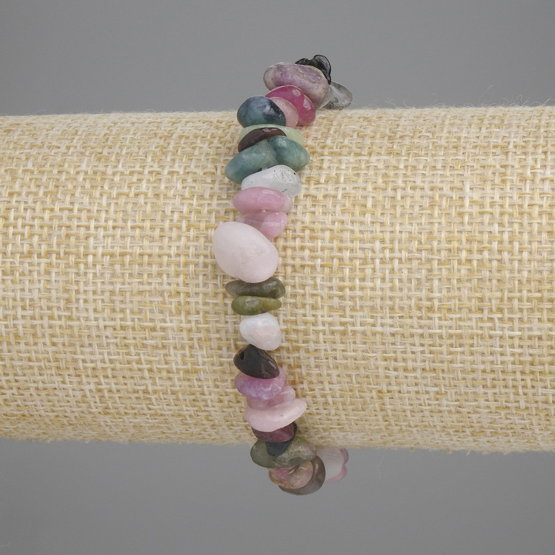 Tourmaline chip bracelet, diameter 6–14×2–7 mm ±, length 18 cm ±, stretch