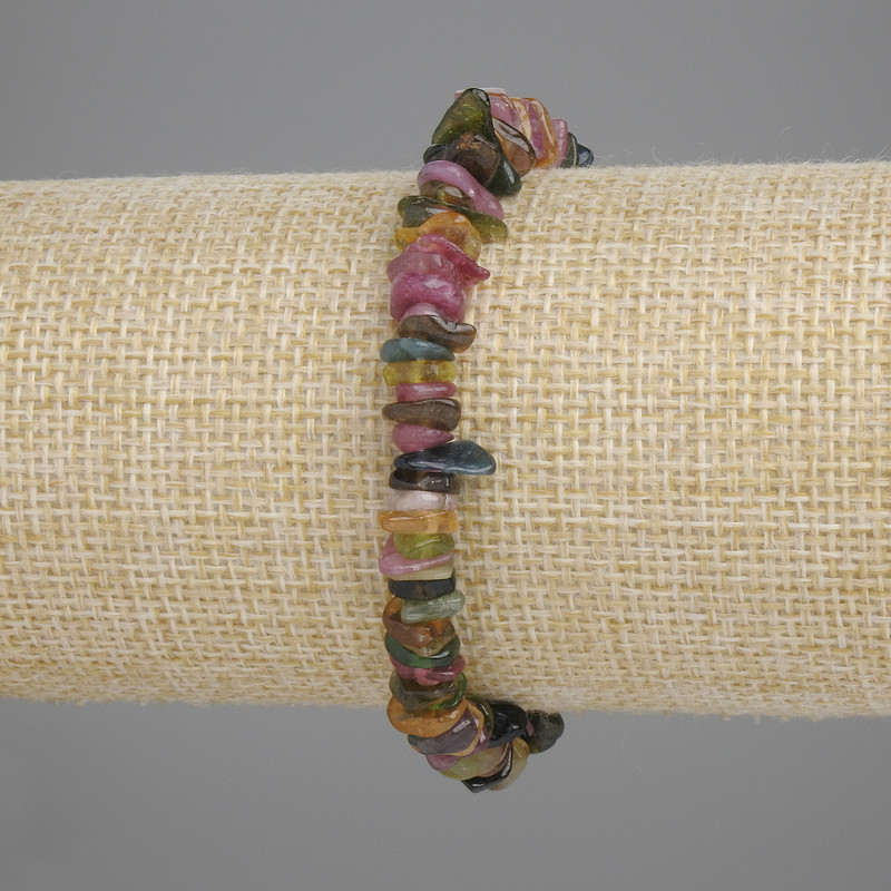 Tourmaline Chip Bracelet, bead size 6–9×1–3 mm, length 18 cm, stretch