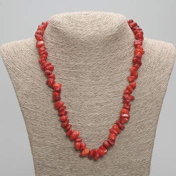 Coral Chip Necklace, chip sizes 7–12×4 mm and 5–6 mm, 5 mm+, length 50 cm ± with clasp